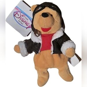 Disney Pilot Pooh Bear Plush - Tan, Black, and Red Vintage 2000